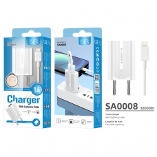 ISER SA0008 CARGADOR DE VIAJE CON CABLE LIGHTNING 1 PUERTO 1A BLANCO