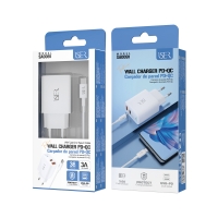 ISER SA0091 CARGADOR PD+QC CON 2 PUERTOS USB-A/TYPE-C+CABLE TYPE-C TO TYPE-C 36W 3A BLANCO