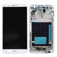 Pantalla completa con marco para LG Optimus G2 D802 blanca