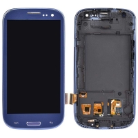 Pantalla completa con marco para Samsung Galaxy SIII S3 I9300 azul original reparada