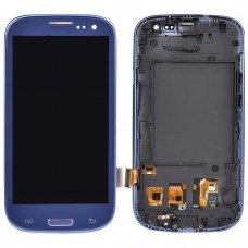 Pantalla completa con marco para Samsung Galaxy SIII S3 I9300 azul original reparada